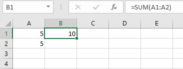 Excel sum function (with range)