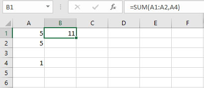 Excel sum function (with range and additional)