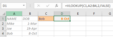 vlookup function Bob